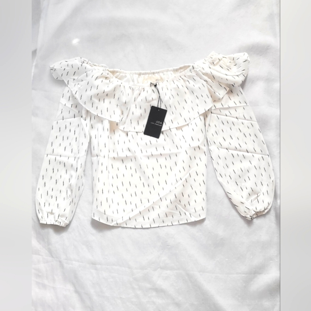 NWT! J.O.A. LA Fall Anthro Peasant Top Women's Ruffle Boho Party Blouse Small